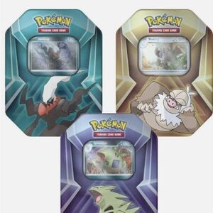 Pokemon TCG Triple Whammy Tins Complete Set Slaking, Darkai Tyranitar